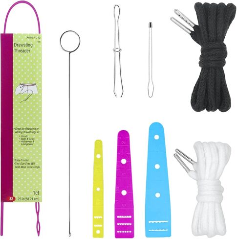 مجموعة 9 قطع من خيط الرباط، 2 قطعة من حبل الأربطة للسراويل الرياضية/ 1 قطعة من خيط الرباط المطاطي/ 2 قطعة من خيط بودكين المعدني/ 1 قطعة خطاف دوار معدني/ 3 قطع من أدوات خيط الأربطة المرنة in Kuwait