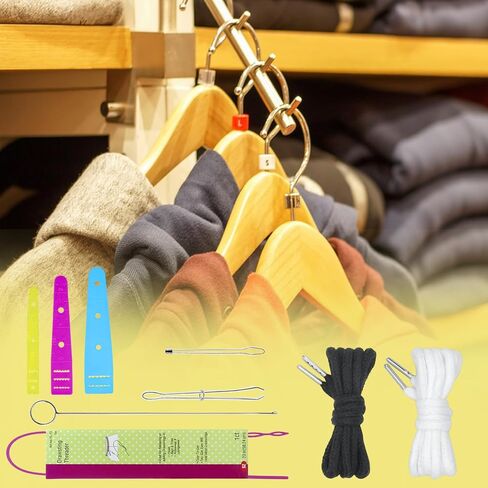 مجموعة 9 قطع من خيط الرباط، 2 قطعة من حبل الأربطة للسراويل الرياضية/ 1 قطعة من خيط الرباط المطاطي/ 2 قطعة من خيط بودكين المعدني/ 1 قطعة خطاف دوار معدني/ 3 قطع من أدوات خيط الأربطة المرنة in Kuwait