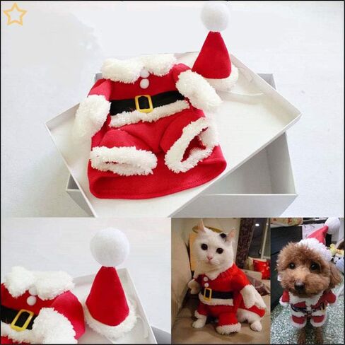 Pet Christmas Costumes Dog Cat Christmas Santa Suit Pet Cosplay Costumes (M) in Saudi Arabia
