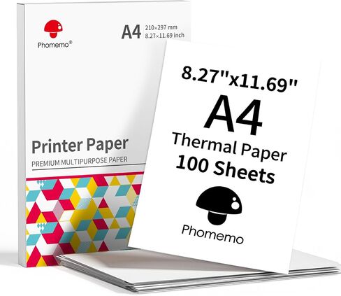 Phomemo Thermal Paper- 8.27"x11.69" Thermal Printer Paper Quick-Dry Paper Compatible with M08F M832 M833 M834 Portable Printer for Office, Business, Home, 100 Sheets in Saudi Arabia
