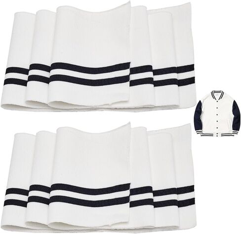 GORGECRAFT 2PCS 37.4x5.5 Inch Elastic White Ribbing Fabric Neckline Collar Trim Waistbands Collar Cuffs Trim Material Black Stripe Waistband Knit Neckbands for Jacket Sewing Waistband Neckband Cuffs in Saudi Arabia
