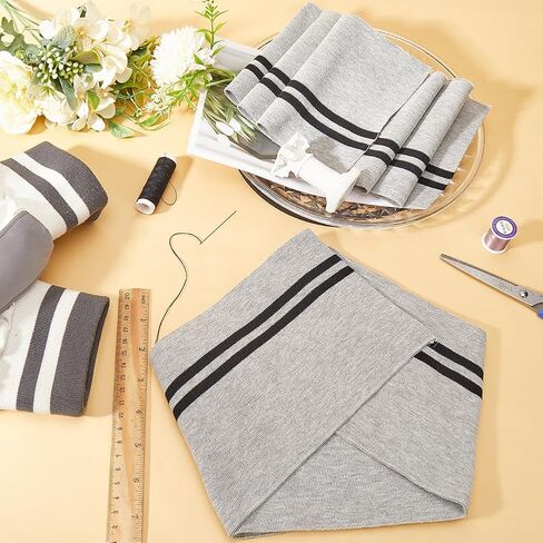 GORGECRAFT 2PCS 37.4x5.5 Inch Elastic White Ribbing Fabric Neckline Collar Trim Waistbands Collar Cuffs Trim Material Black Stripe Waistband Knit Neckbands for Jacket Sewing Waistband Neckband Cuffs in Saudi Arabia
