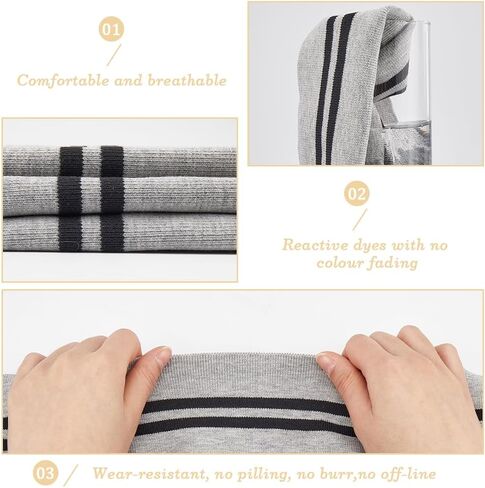 GORGECRAFT 2PCS 37.4x5.5 Inch Elastic White Ribbing Fabric Neckline Collar Trim Waistbands Collar Cuffs Trim Material Black Stripe Waistband Knit Neckbands for Jacket Sewing Waistband Neckband Cuffs in Saudi Arabia