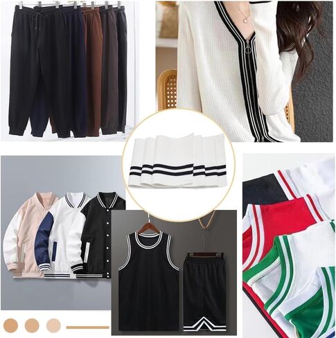 GORGECRAFT 2PCS 37.4x5.5 Inch Elastic White Ribbing Fabric Neckline Collar Trim Waistbands Collar Cuffs Trim Material Black Stripe Waistband Knit Neckbands for Jacket Sewing Waistband Neckband Cuffs in Saudi Arabia