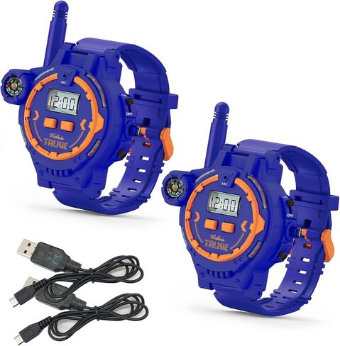 Rechargeable Walkie Talkie for Kids Two-Way Radio Walky Talky with Flashlight Children Outdoor Game Interphone Toy Game and Gifts for Boy and Girl Age 4 to 12 (Blue) in Saudi Arabia