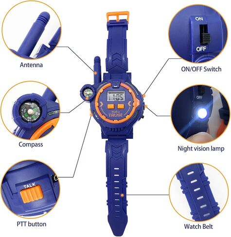 Rechargeable Walkie Talkie for Kids Two-Way Radio Walky Talky with Flashlight Children Outdoor Game Interphone Toy Game and Gifts for Boy and Girl Age 4 to 12 (Blue) in Saudi Arabia