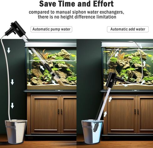 منظف ​​الحصى الكهربائي القابل لإعادة الشحن من AQQA، أدوات تنظيف خزان الأسماك لتدفق المياه قابلة للتعديل، منظف الحصى الكهربائي لحوض السمك، مضخة قوية، رمل الغسيل، مغير المياه، إزالة الأوساخ (L) in Kuwait