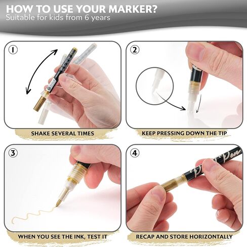 Stylo 4 Count Acrylic Metallic Pens - Rose Gold Paint Pens - Fine Tip Permanent Acrylic Metallic Paint Markers for Rock Painting, Glass, Wood, Ideal for Arts and Crafts (Pack of 4, Rose Gold) in Kuwait