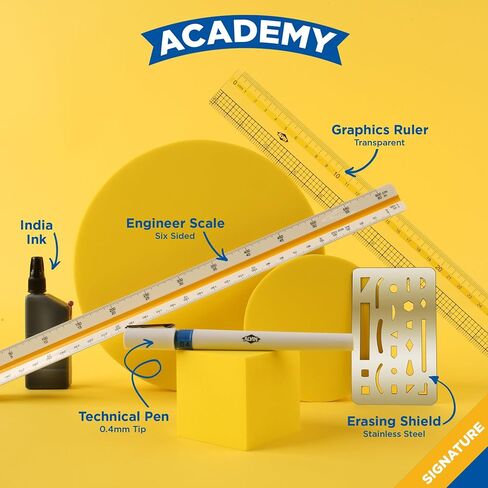 ALVIN Academy Drafting, Drawing and Design Signature Kit | 17 Pieces | Class Tools for Geometry, Architecture and Engineering Students | - Model DDKS3 in Saudi Arabia