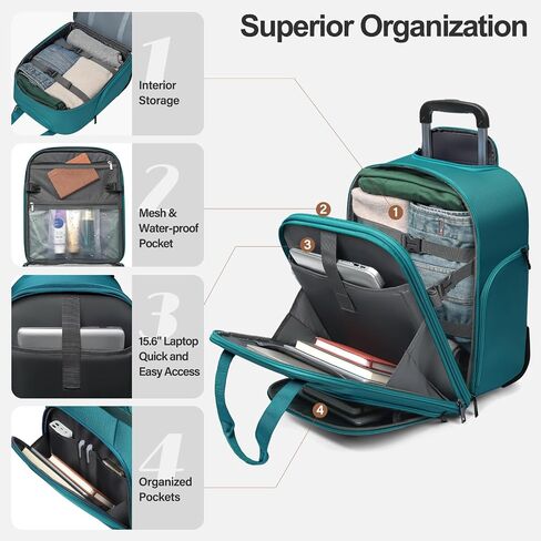 Underseat Carry on Luggage With Wheels Soft side Lightweight Business Travel Small Carry On Suitcases Bag with TSA lock for Airlines,Men and Women, Pilots and Crew,Jet Black in Saudi Arabia