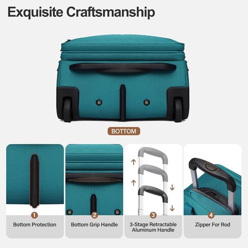 Underseat Carry on Luggage With Wheels Soft side Lightweight Business Travel Small Carry On Suitcases Bag with TSA lock for Airlines,Men and Women, Pilots and Crew,Jet Black in Saudi Arabia