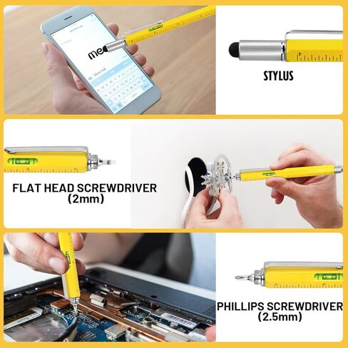 Cool Pen Gifts for Men, 6-in-1 Multi Tool Tech Pen Gadgets Tools for Men, Personalized Gifts for Dad or Him, Funny Gift for Christmas, Father's Day Valentines or Birthdays Gifts (Yellow) in Saudi Arabia