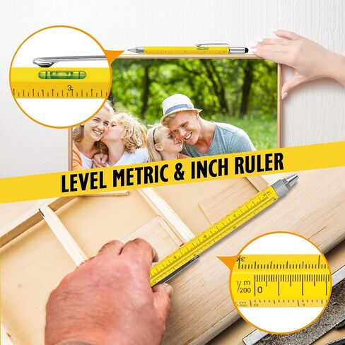 Cool Pen Gifts for Men, 6-in-1 Multi Tool Tech Pen Gadgets Tools for Men, Personalized Gifts for Dad or Him, Funny Gift for Christmas, Father's Day Valentines or Birthdays Gifts (Yellow) in Saudi Arabia