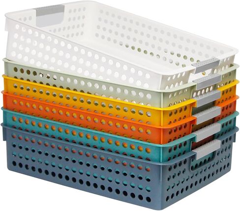 Soddeph A4 Paper Trays for Classroom with Grip Handles,Book Baskets for Library, Drawers, Office, Home,Desk,Turn in Trays Classroom Plastic Storage Baskets in Kuwait