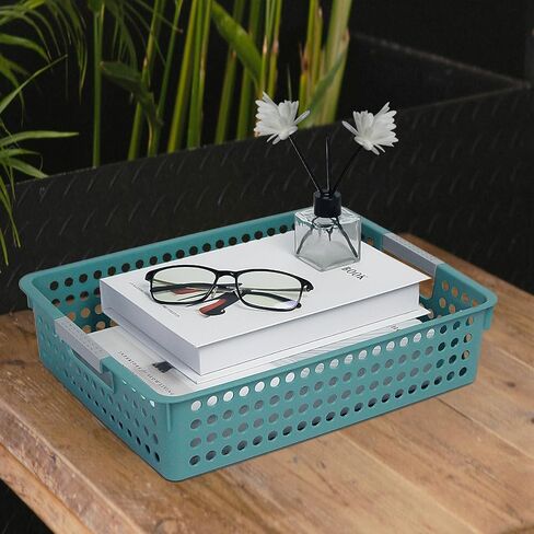 Soddeph A4 Paper Trays for Classroom with Grip Handles,Book Baskets for Library, Drawers, Office, Home,Desk,Turn in Trays Classroom Plastic Storage Baskets in Kuwait