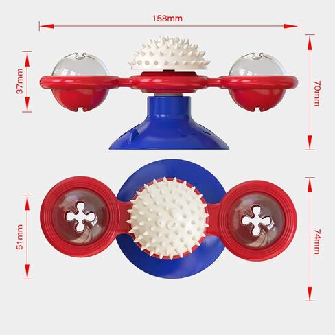 Interactive Cat Toys for Bored Indoor Adult Cats, Cat Spinning Toys with Suction Cup and Kitten Turntable Massage (Blue) in Saudi Arabia