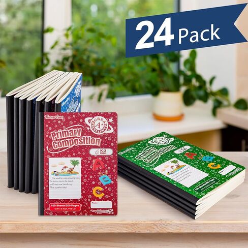 24 Pack Primary Composition Notebook K-2 - Primary Journal Blank Writing Book for Kids - Drawing Story Journal Writing Notebook Back to School Supplies, 9.75"x 7.5", 200 Pages(100 Sheets) in Kuwait