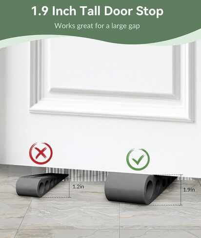 1.9 Inches Heavy Duty Door Stopper, Optish 2 Pack Rubber Door Stop, Door Stoppers for Bottom of Door, Large Door Stopper Wedge for Home Office School (Black) in Saudi Arabia