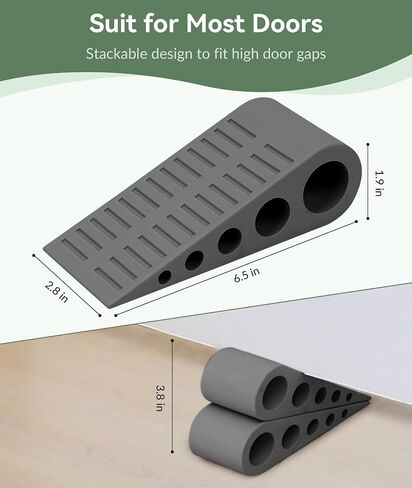 1.9 Inches Heavy Duty Door Stopper, Optish 2 Pack Rubber Door Stop, Door Stoppers for Bottom of Door, Large Door Stopper Wedge for Home Office School (Black) in Saudi Arabia