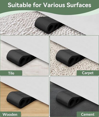 1.9 Inches Heavy Duty Door Stopper, Optish 2 Pack Rubber Door Stop, Door Stoppers for Bottom of Door, Large Door Stopper Wedge for Home Office School (Black) in Saudi Arabia
