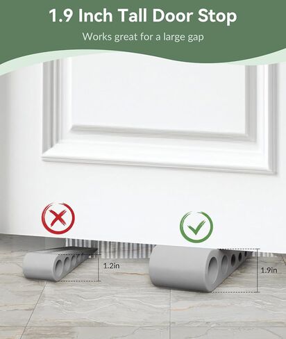 1.9 Inches Heavy Duty Door Stopper, Optish 2 Pack Rubber Door Stop, Door Stoppers for Bottom of Door, Large Door Stopper Wedge for Home Office School (Black) in Kuwait