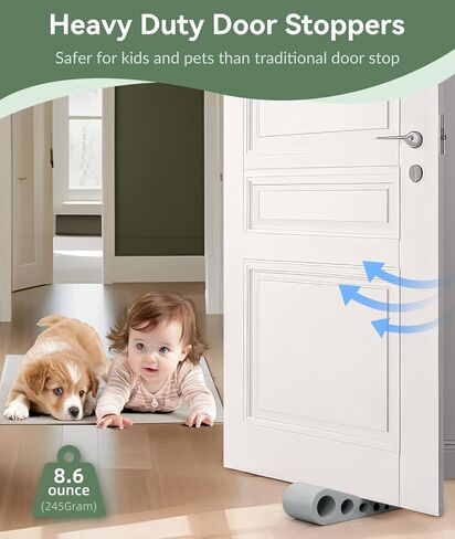 1.9 Inches Heavy Duty Door Stopper, Optish 2 Pack Rubber Door Stop, Door Stoppers for Bottom of Door, Large Door Stopper Wedge for Home Office School (Black) in Kuwait