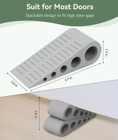 1.9 Inches Heavy Duty Door Stopper, Optish 2 Pack Rubber Door Stop, Door Stoppers for Bottom of Door, Large Door Stopper Wedge for Home Office School (Black) in Kuwait