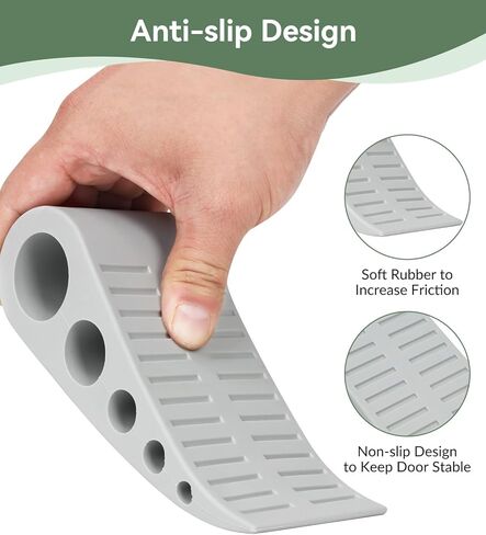 1.9 Inches Heavy Duty Door Stopper, Optish 2 Pack Rubber Door Stop, Door Stoppers for Bottom of Door, Large Door Stopper Wedge for Home Office School (Black) in Kuwait