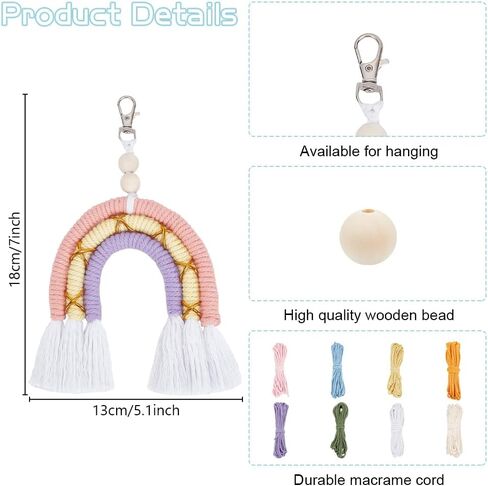 freebloss 4 مجموعة macrame قوس قزح المفاتيح diy macrame عدة macrame مجموعة للمبتدئين macrame شنقا عدة لحقيبة سحر كيرينغ صنع عدة للبالغين in Saudi Arabia