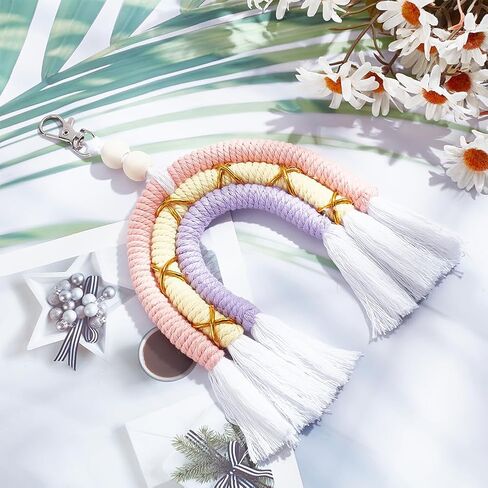freebloss 4 مجموعة macrame قوس قزح المفاتيح diy macrame عدة macrame مجموعة للمبتدئين macrame شنقا عدة لحقيبة سحر كيرينغ صنع عدة للبالغين in Saudi Arabia