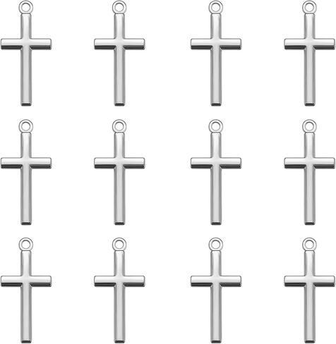 100 قطعة معدنية ذات سطح أملس جيب صغير متقاطع سحر صليب كبير المعلقات الخرز للرجال والنساء DIY سلسلة المفاتيح الدينية أساور قلادة صنع المجوهرات لوازم صياغة in Kuwait