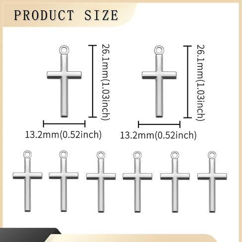 100 قطعة معدنية ذات سطح أملس جيب صغير متقاطع سحر صليب كبير المعلقات الخرز للرجال والنساء DIY سلسلة المفاتيح الدينية أساور قلادة صنع المجوهرات لوازم صياغة in Kuwait