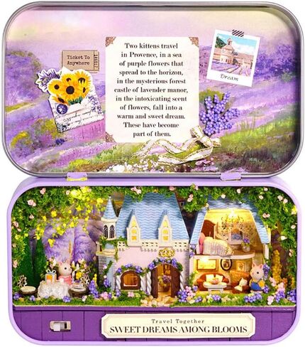 WYD Sweet Dreams/Starlight Tour/Walking Paris 3 Miniature Dollhouse Kits Miniature Scenes Small Iron Box Creative Scene Box Theater（3pcs） in Saudi Arabia