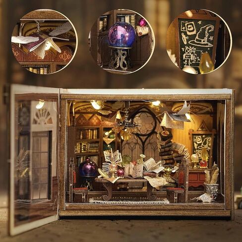 Miniature House Kit, Tiny House Kits DIY Flippable Wooden Crafts for Adults and Teens, 1:100 Sacle Mini Model Kits Mini Dollhouse Kit Best Birthday Gifts (Magical Fate) in Saudi Arabia