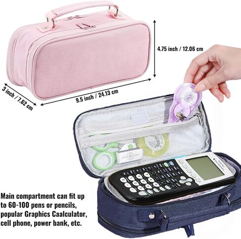Black Pencil Case Large capacity Pencil Pouch 3 Compartment Large Storage Pouch Double Zipper Storage Bag Portable Multifunctional bag Desk Organizer School Pencil Case New Semester Begins in Saudi Arabia