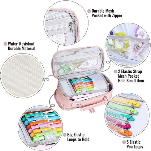 Black Pencil Case Large capacity Pencil Pouch 3 Compartment Large Storage Pouch Double Zipper Storage Bag Portable Multifunctional bag Desk Organizer School Pencil Case New Semester Begins in Saudi Arabia