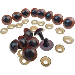 100PCS Brown Plastic Safety Eyes Craft Eyes for Sewing Crafting Buttons Teddy Bear Doll Stuffed Animals Puppet Doll Making DIY Crafts Toy Accessories Size 10MM