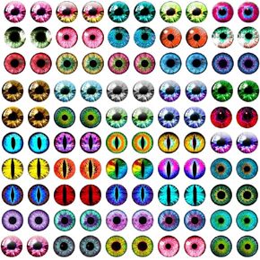 ziyue 100PCS Dragon Eyes 18MM for Crafting, Realistic Animal Glass Doll Eyes Cabochon Craft Eyeballs for Dragon Cat Snake Lizard Animals Eyes Sculptures Props Craft Jewelry Doll Making, Mixing Color