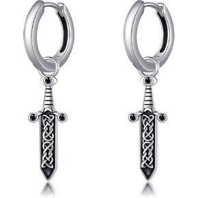 Wolf Earrings Sterling Silver Viking Hoop Earrings Celtic Knot Jewelry Gifts for Men Women