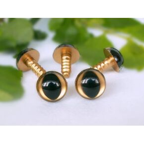 12mm Safety Eyes Plastic Eyes Plastic Craft Safety Eyes for Cat/Stuffed Doll Animal Amigurumi DIY Accessories - 20 Pairs (Golden)