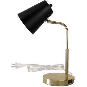 Adjustable Desk Lamp with USB-C Charging Port, 15.5 inches, White (White with White Shade)