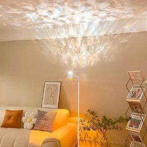 Sunset Lamp Projector with 3D Ocean Wave, 12 Colors Changing & Four Mode with USB Port, RGB Floor Lamp Double Side Lighting with Remote,Creative DIY Mode, 360° Rotation Atmosphere Lamp White