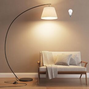 luckystyle Arc Floor Lamps for Living Room,1200LM Super Bright 69 Inch Extra Tall Floor Lamp with 12W E26 LED Bulb,Adjustable Hanging Lamp for Bedroom with Foot Switch Black