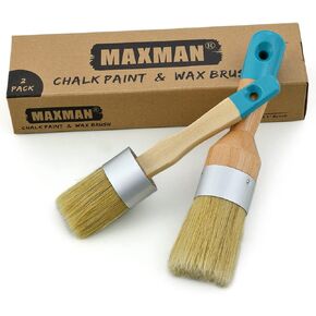 Chalk Paint Brush Set 4Pcs, Wax Brush, Large 2 in & Small 1 Inches Flat and Round Paintbrush, Stencil Brush, Chalk Paint Brushes for Furniture, Home Decor, Art, Crafts, Milk Paint, DIY Painting, Blue in Kuwait