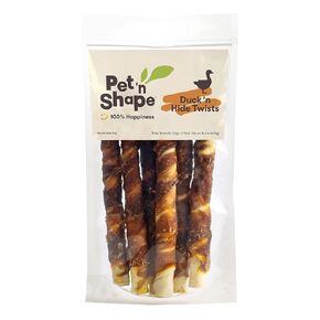 Pet 'n Shape Duck 'n Hide Twist - Duck Wrapped Rawhide Natural Dog Treats, Large, 6 Count