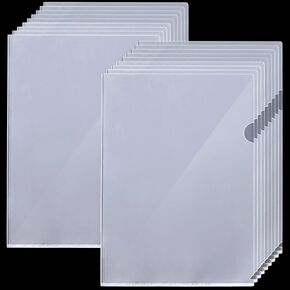 LEOBRO 18 Pack Plastic Folders for Document, Transparent Plastic Document Folders, A4 Letter Size File Folder, Plastic Project Pockets, Plastic Sleeves for Paper, Plastic Project Folders, 12.2"x 8.6"