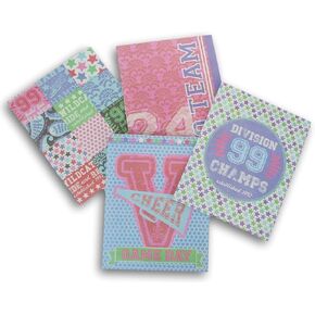 Sports Cheer Girls ' Glitter Pastel Folders Bundle - 3-Hole 2-Pocket Portfolio Folders -Set of 4