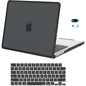 MOSISO Compatible with MacBook Pro 14 inch Case 2024-2021 M4 M3 M2 M1 A3112 A3185 A3401 A2918 A2992 A2779 A2442, Soft TPU Frame Bumper Anti-Cracking Hard Shell&Keyboard Cover&Webcam Cover, Black