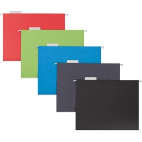 Oterri Hanging File Folders, Letter Size, Assorted Colors, 1/5-Cut Adjustable Tab, 25 Per Box