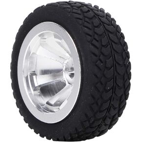 RC Car Wheel Tire, 4PCS RC Car Model Upgrade Accessories Fit for WLtoys 1/28 K989-53 RC Aluminum Tires (Silver)